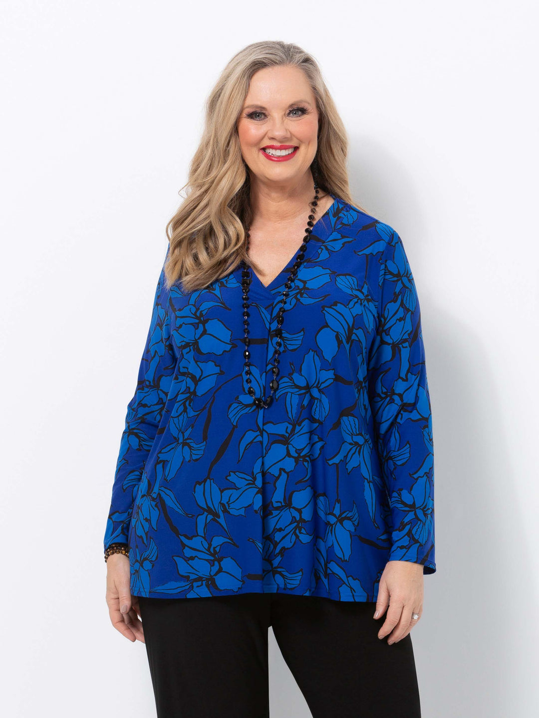 A Touch of Blue Pleat Top