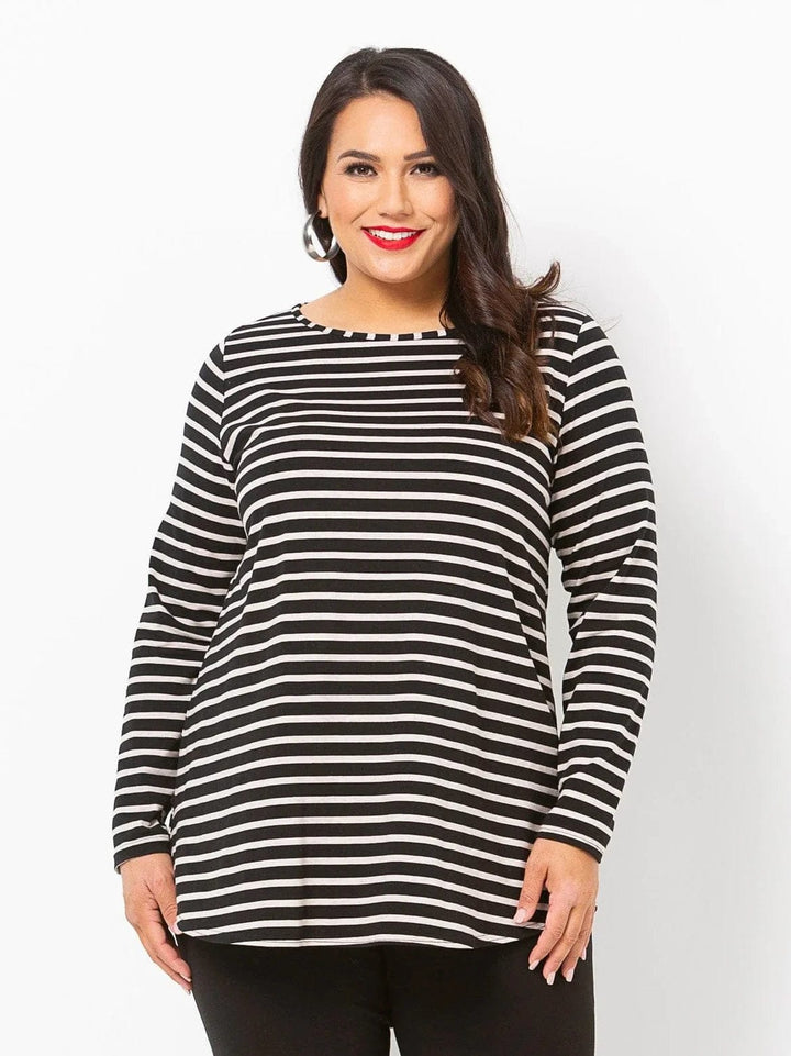 Long Sleeve Stretch Striped Top