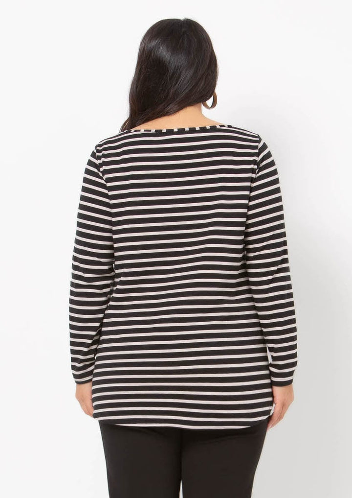 Long Sleeve Stretch Striped Top